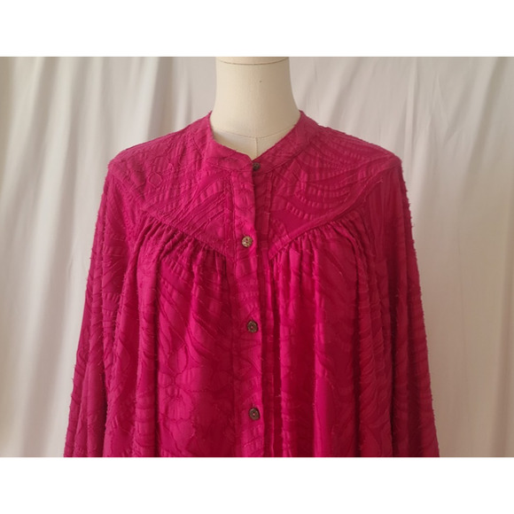 Free People Hot Pink Can't Stop Dreaming Tunic Top Small - Picture 5 of 8